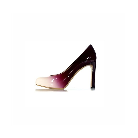 Salvatore Ferragamo Size 7 'LEO' Pumps Sz 7 Ombre Gradient Patent Leather - Picture 2 of 9